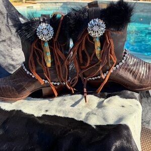 Don’t Ever Be Basic! Custom Brown snake skin Women's Dan Post, one of a kind!